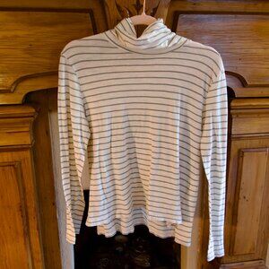 Madewell Whisper Cotton Stripe Turtleneck in Dusty Patina - Size M